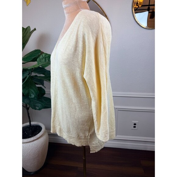 Eileen Fisher Organic Linen/Cotton Slub Knit Sweater – Soft Yellow – Size Large - Picture 5 of 15